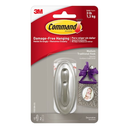 3M 3M Command Medium Plastic Hook 3.125 in. L 1 pk 17051BN-ES